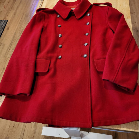 Armani Jeans Vintage Wool Viscose Blend Pea Coat Contrast Lining High Neck