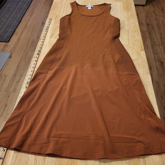 Brown Rust Ribbed Athleta Tank Dress Small 16" P2P 40" Long
