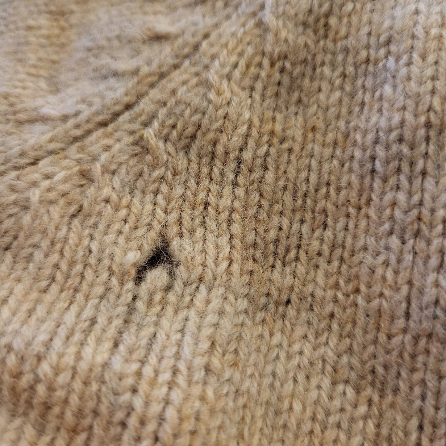 L. L. Bean Beige Wool Full Zip Fleece Lined Sweater  Medium See Photo for hole
