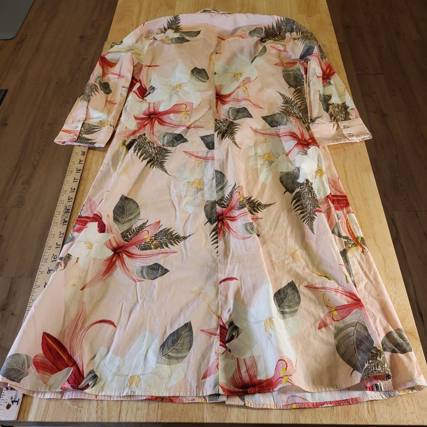 Zara Woman Pink Floral Tropical Shirt Dress Collared Button Belt Loop Small 