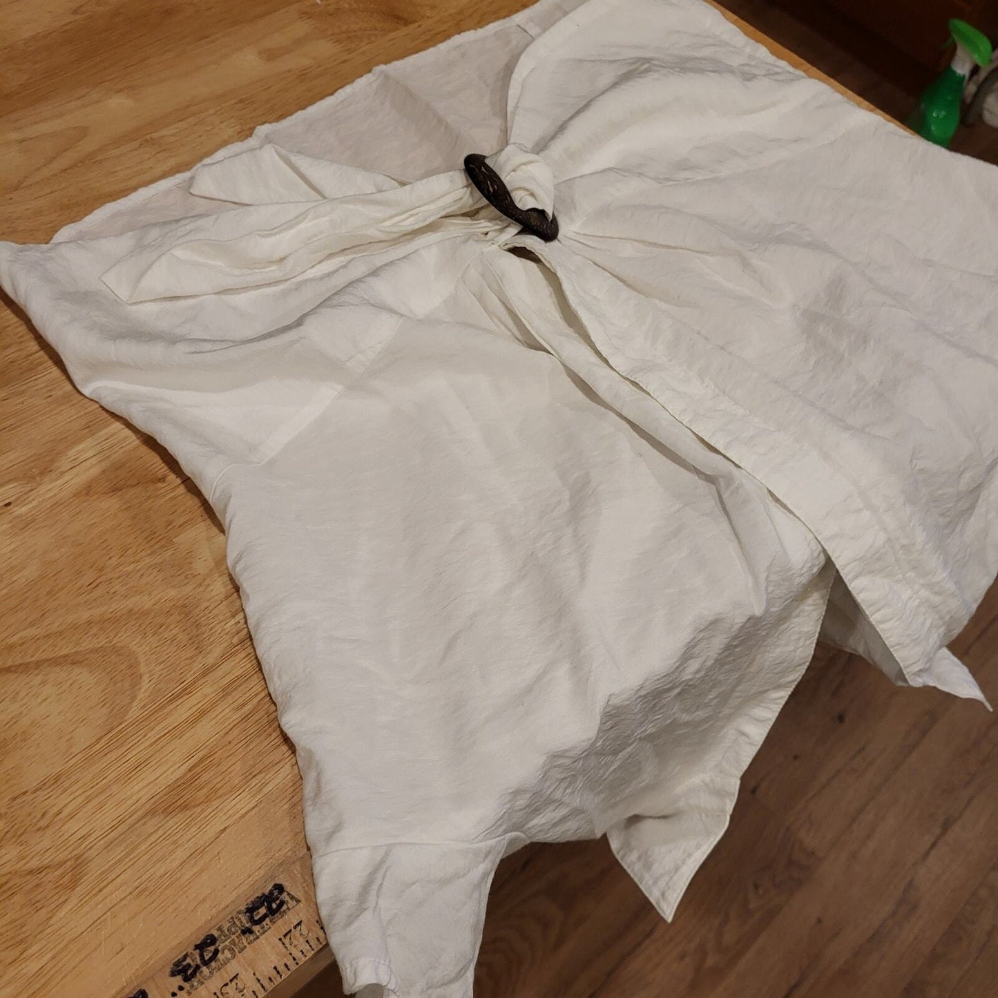 White Coldwater Creek Cotton Blend Short Sleeve Tie Front Button Down M