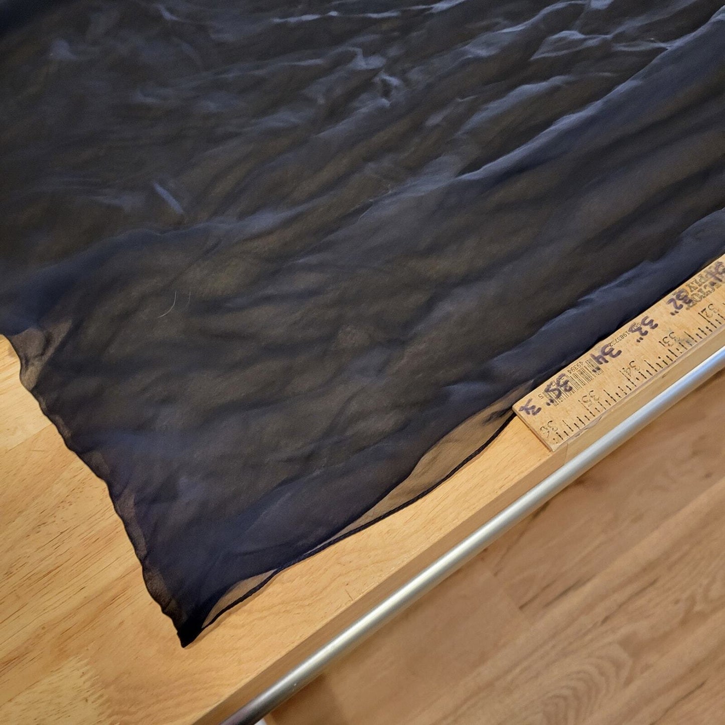 Badgley Mischka Sheer Silk Black Rectangular Scarf 86" long 25" 