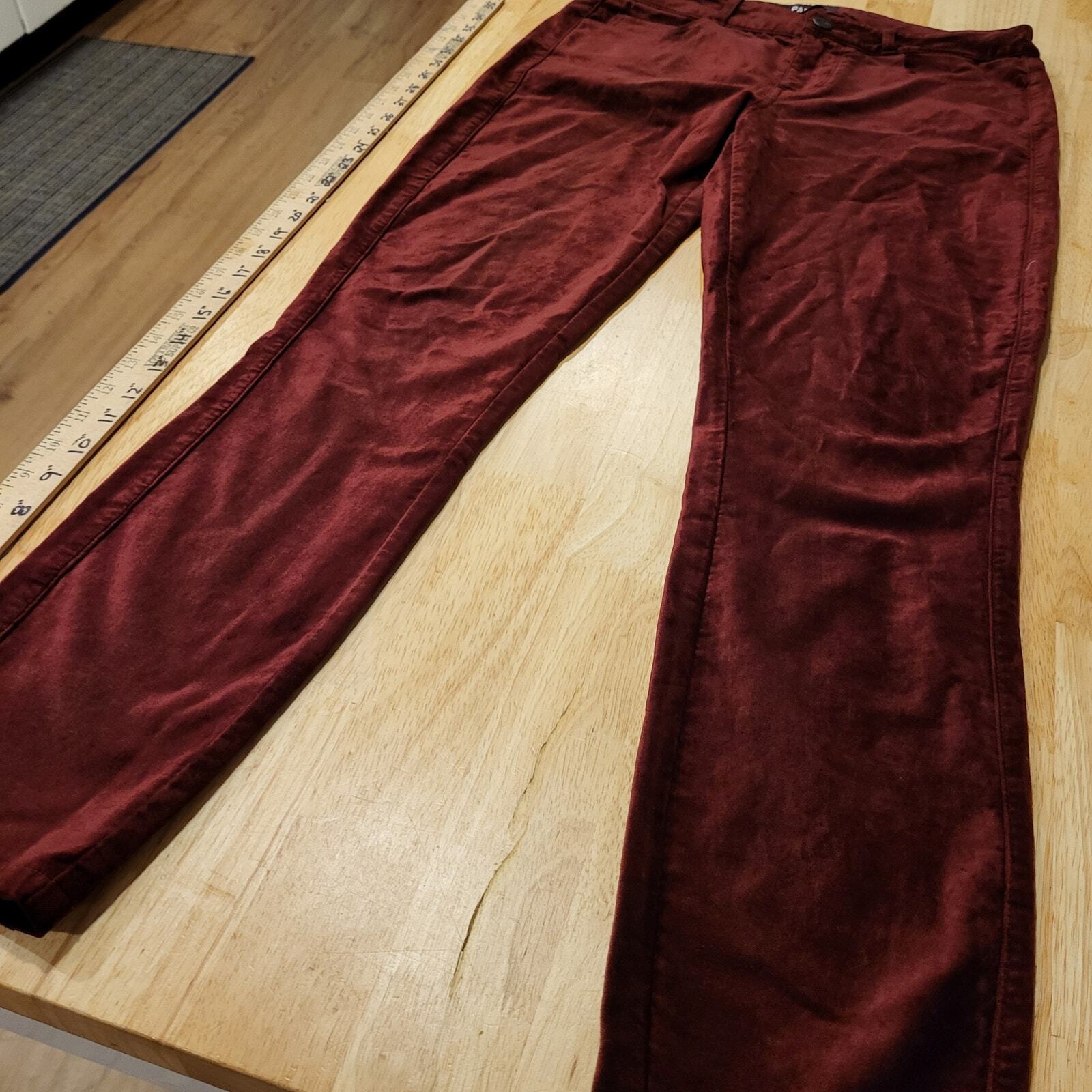 Paige Burgundy Velvet Skinny Jeans Verdugo Ankle Pants Size 29 Cotton Blend