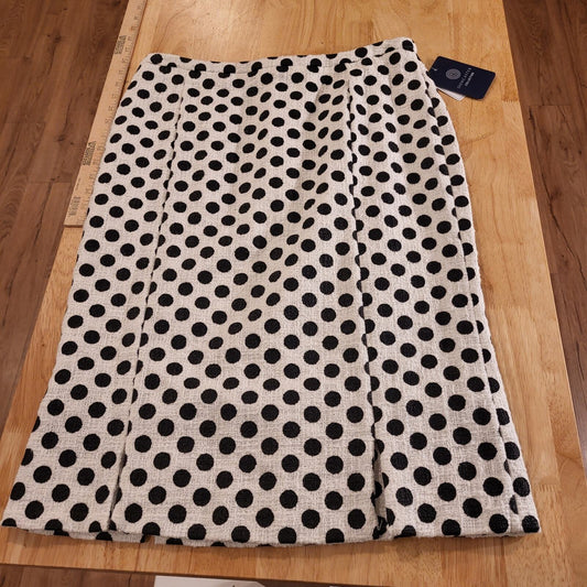 Nwt Doncaster Black & White Polka Dot Pencil Slit Skirt Incredible Quality SZ 10
