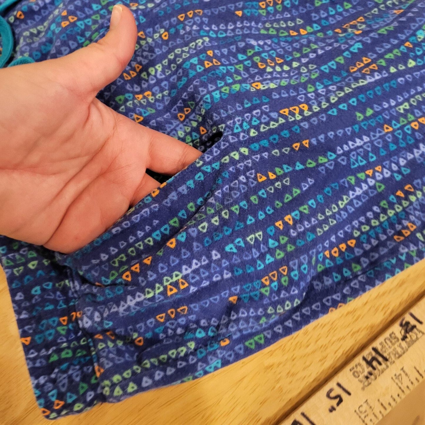 Axcess By Liz Claiborn 100% Cotton Vintage Geometric Blue Knit Elastic Waist