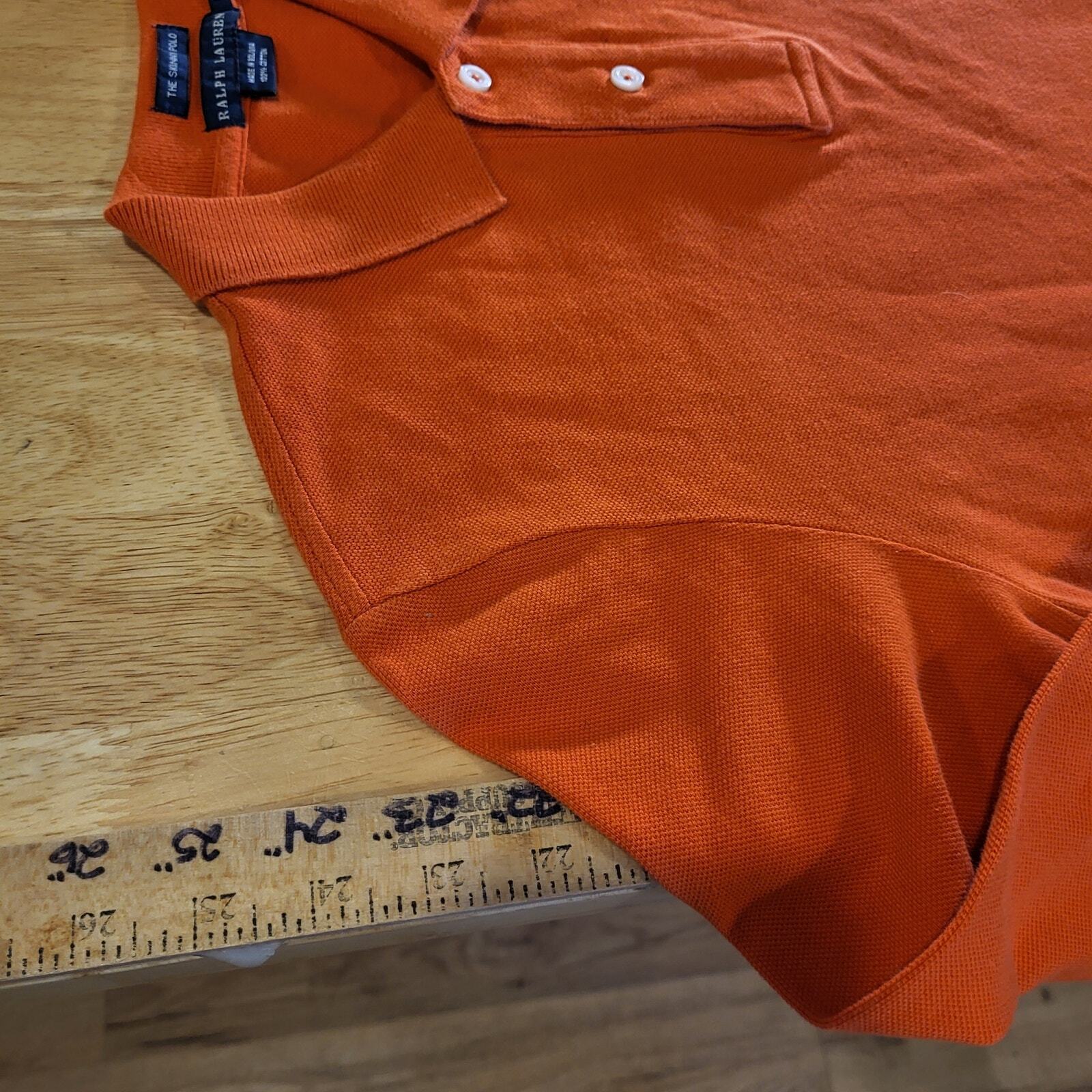 Ralph Lauren The Skinny Polo Orange Medium Cotton Long Sleeve