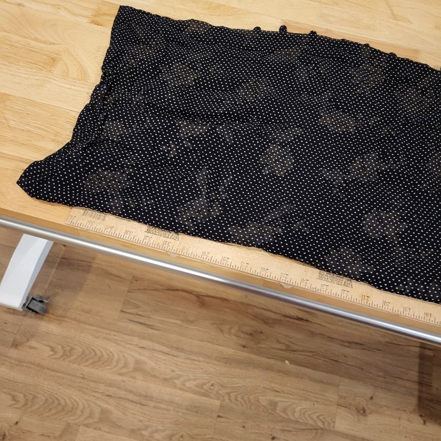 Beautiful Black Floral Silky Scarf White Floral Print 72" x 60" Polka Dots