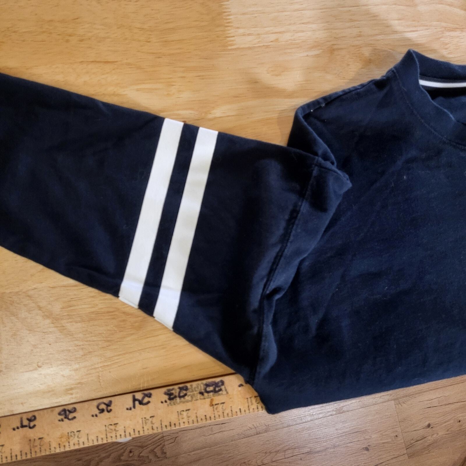 Nike Just Do It Blue White Stripe 3/4 Sleeve Shirt Jersey Medium 