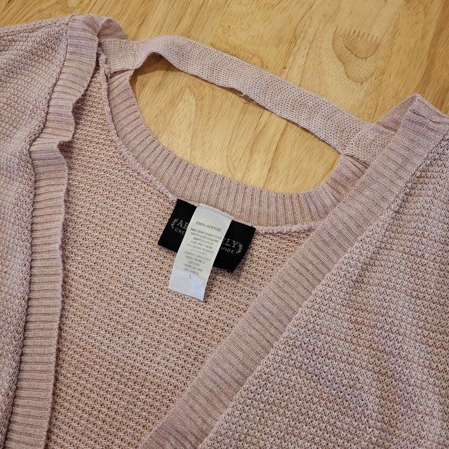 Pink Knit Cardigan Back Cutout Curved Hem Long Sleeve Balletcore