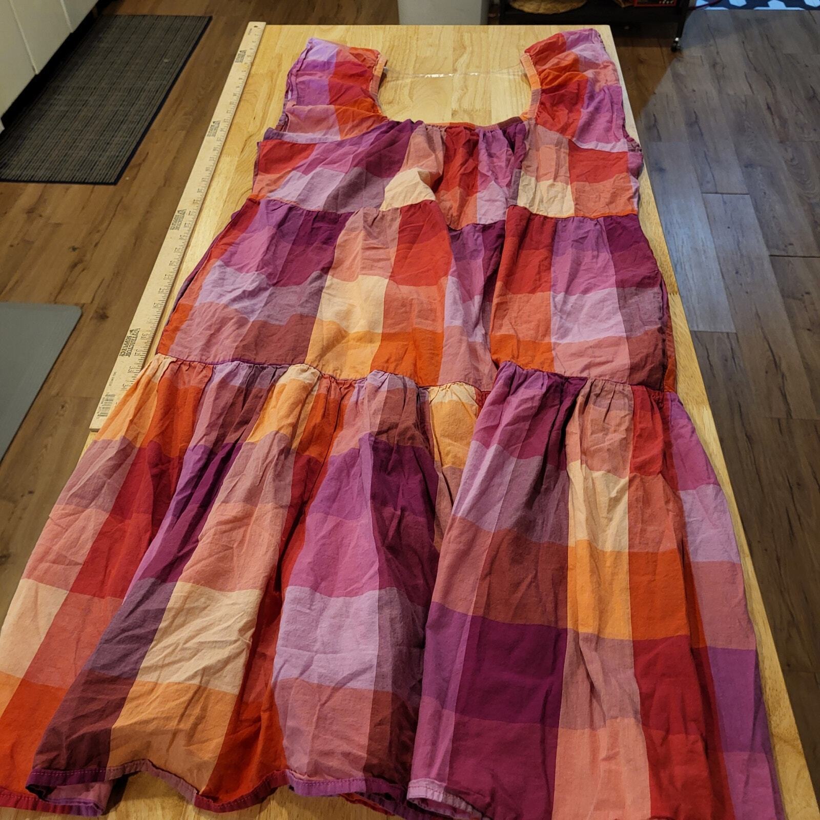 Pink Check Cotton Off Shoulder Summer Sundress Maxi XXXL 22