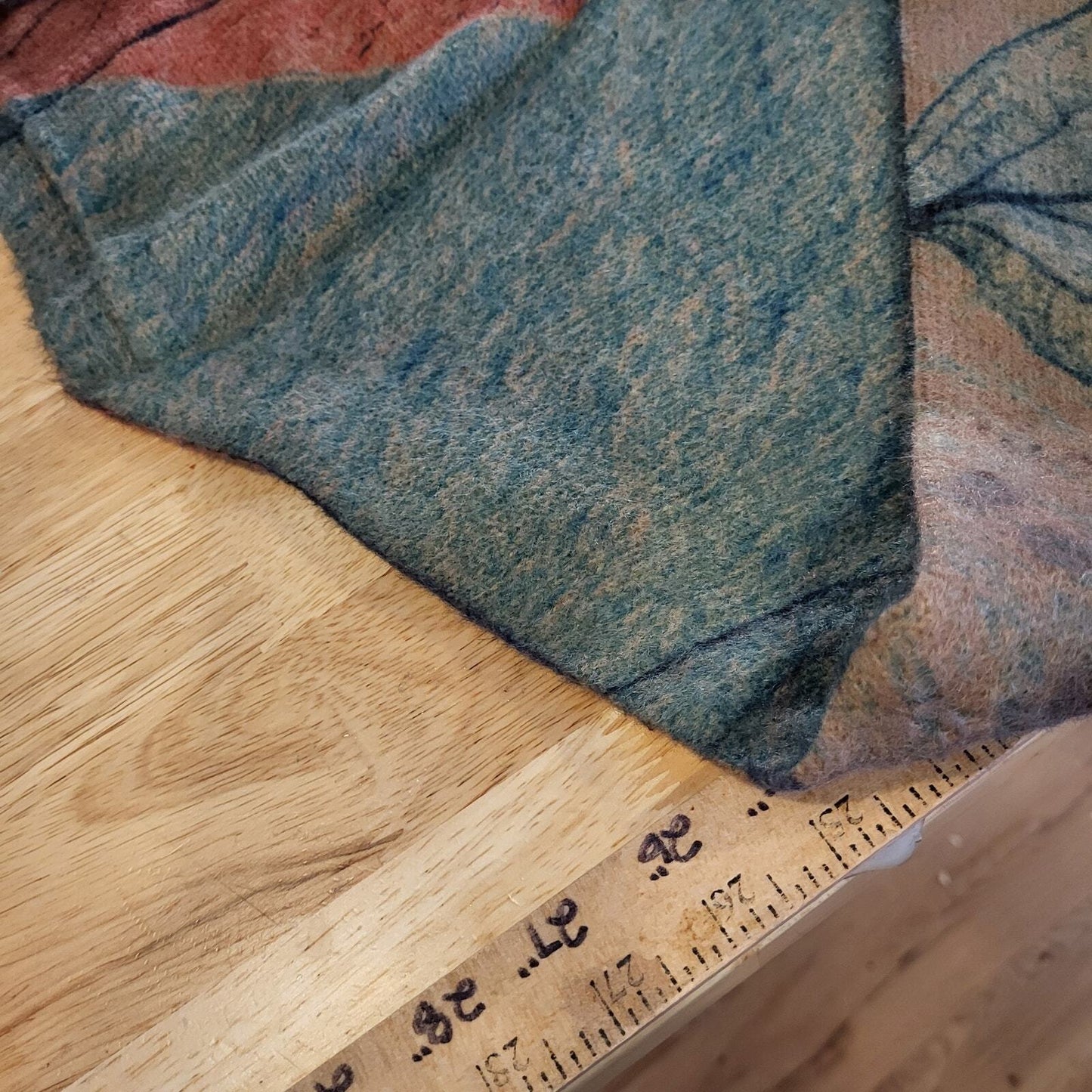 Wool & Cotton Blend Botanical Print Knit Cardigan Pockets 25" Pit 2 Pit