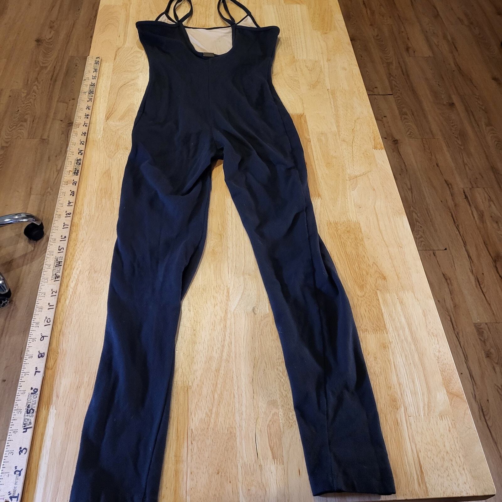Treelance Black Spaghetti Strap Full Body Black Leotard Organic Cotton Spandex 