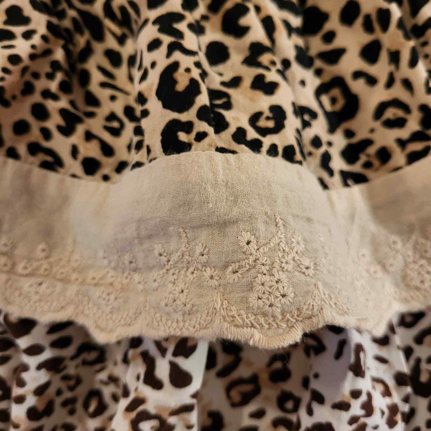 Cropped Bardot Ruffled Leopard Print Cotton Cropped Top