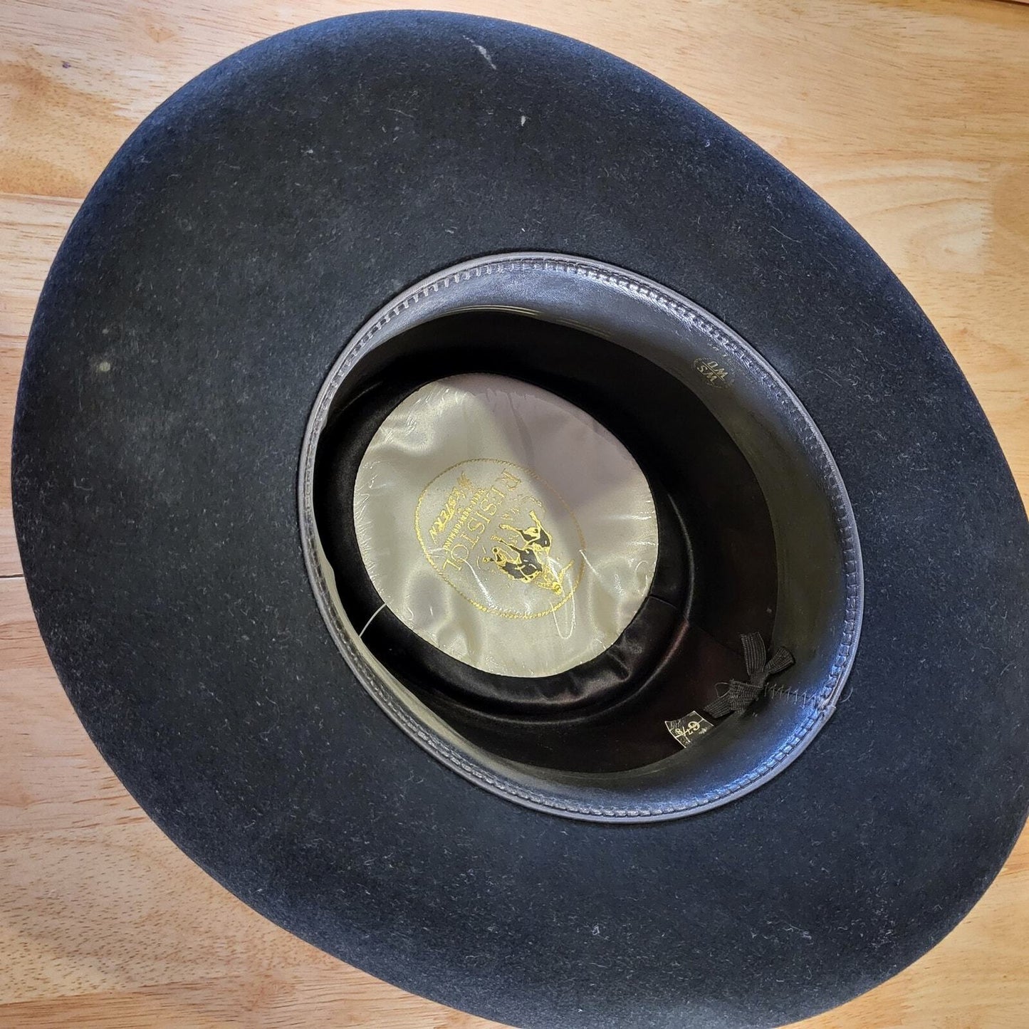 Resistol Gambler 6 7/8 Black Wester Hat Felt Wide Brim With Box Very Clean 