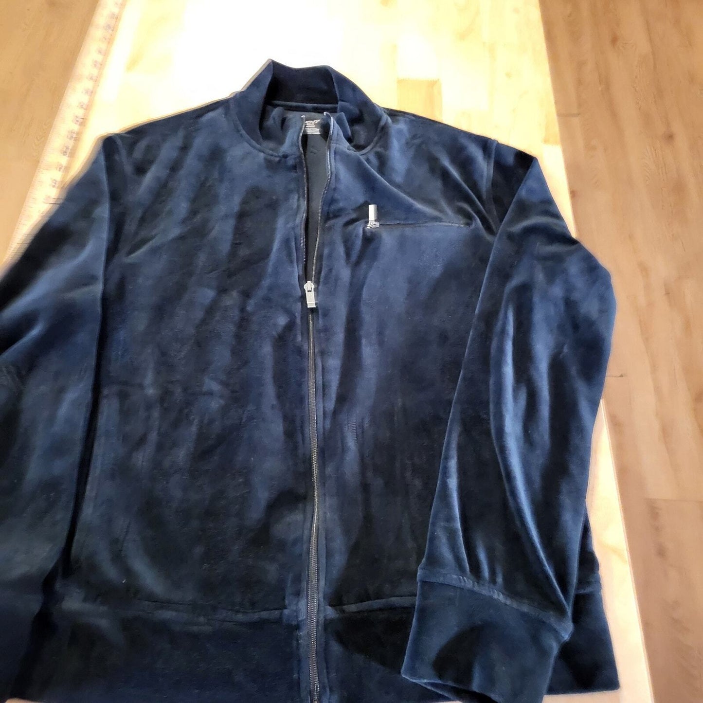 Black Terry Full Zip DKNY Track Jacket Cotton Blend Medium