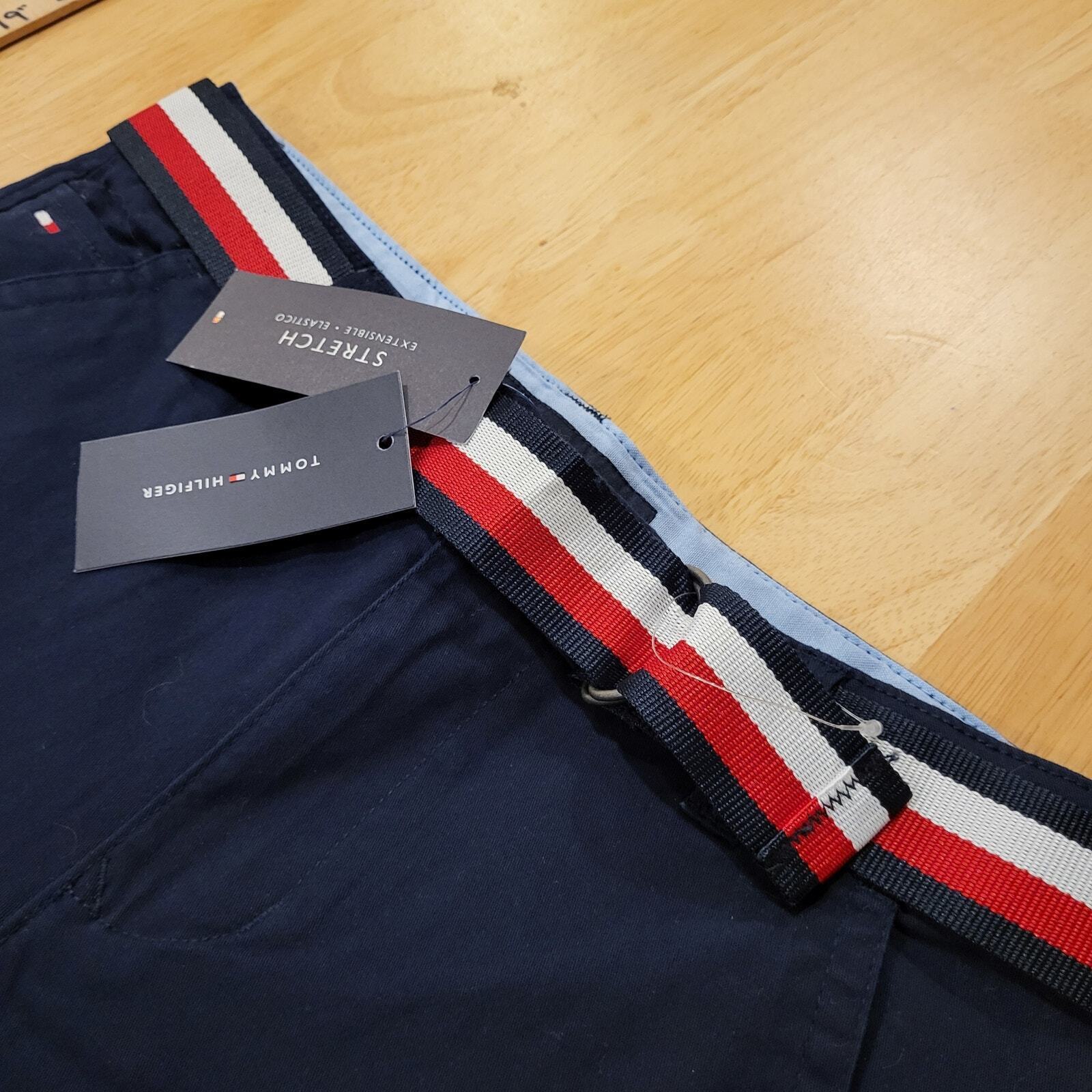NWT Tommy Hilfiger Size 14 Boys Shorts Belt Cotton Blue 30" Waist