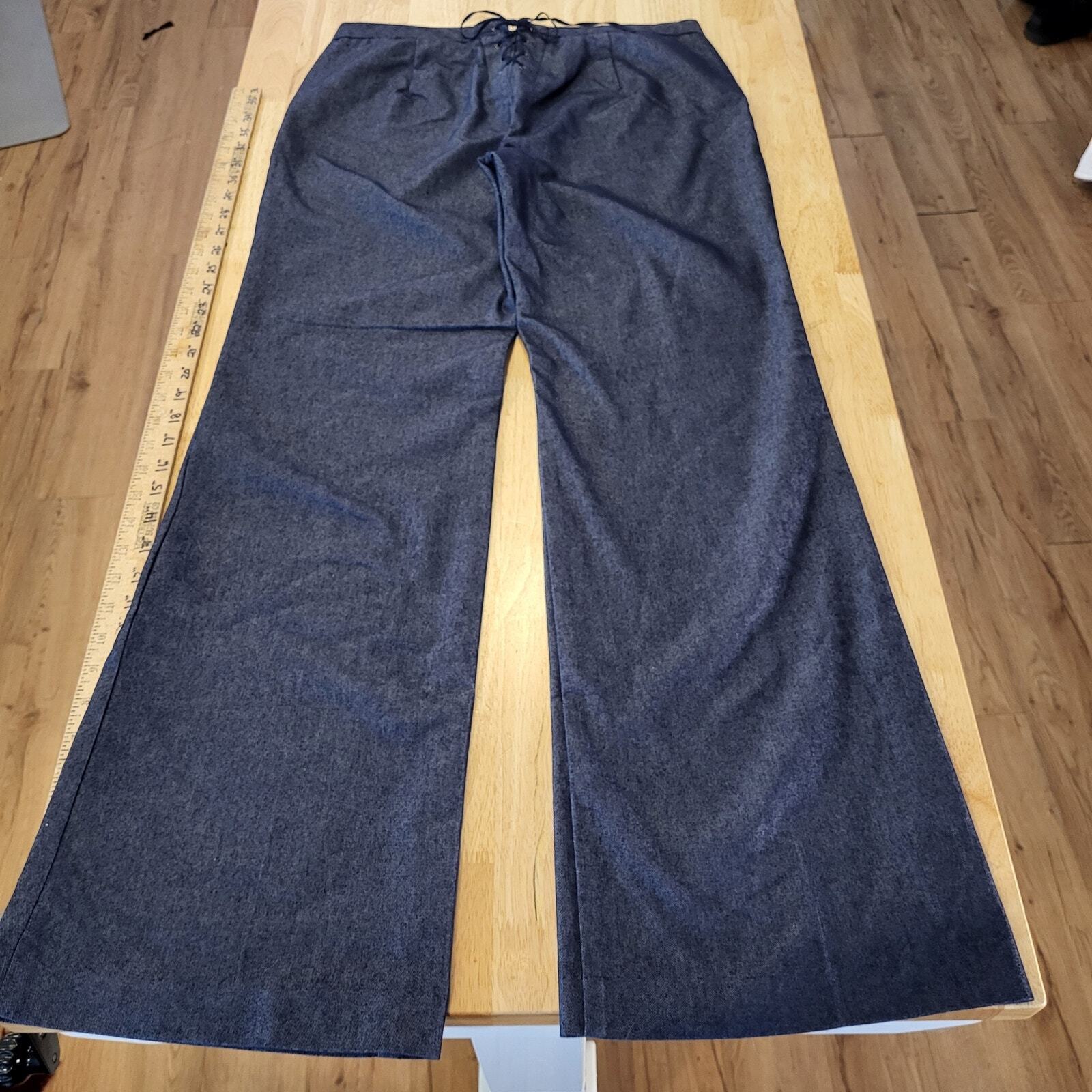 Express Stretch Blue Sailor Pants Wide Let Button Pocket 9/10 Denim 30" Waist