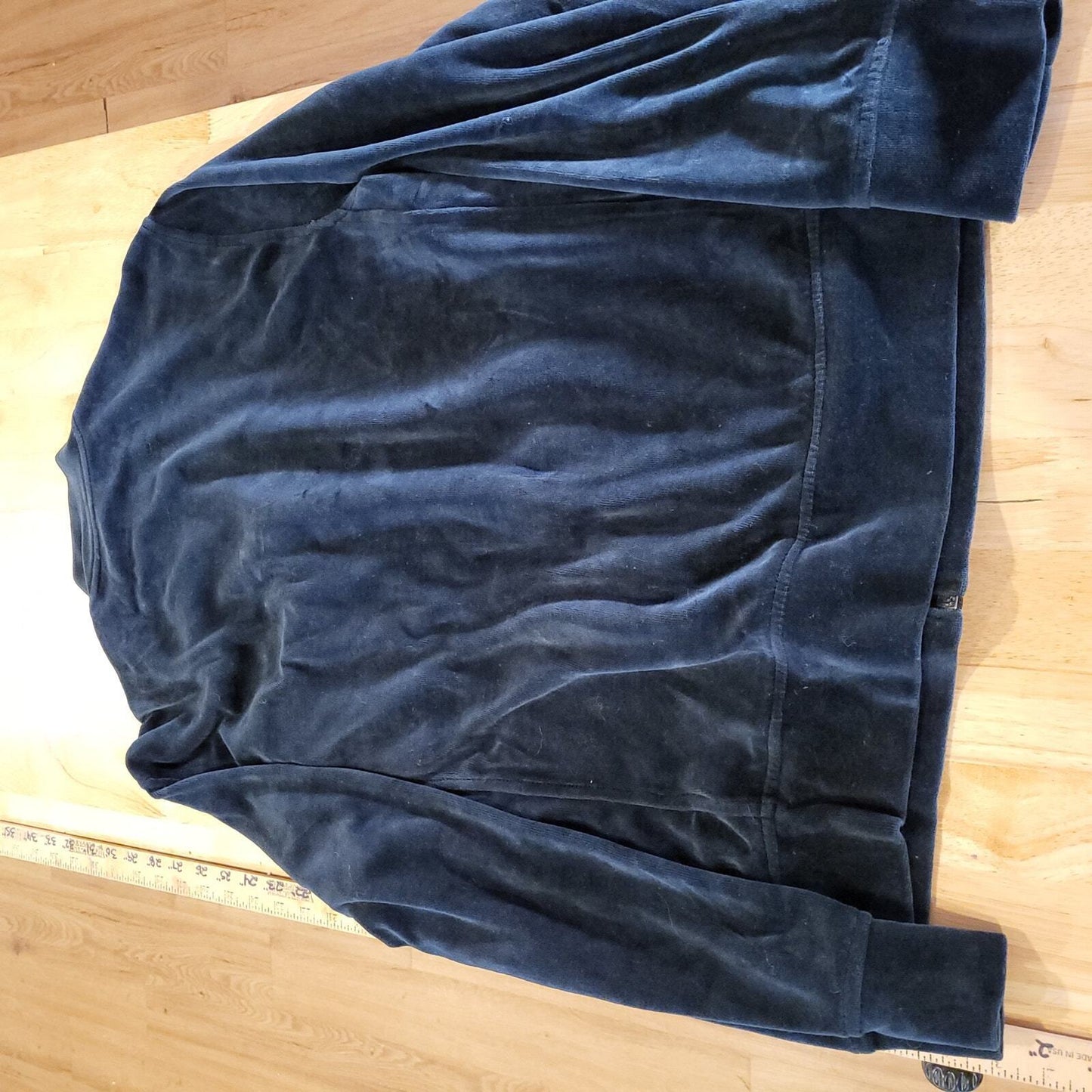 Black Terry Full Zip DKNY Track Jacket Cotton Blend Medium