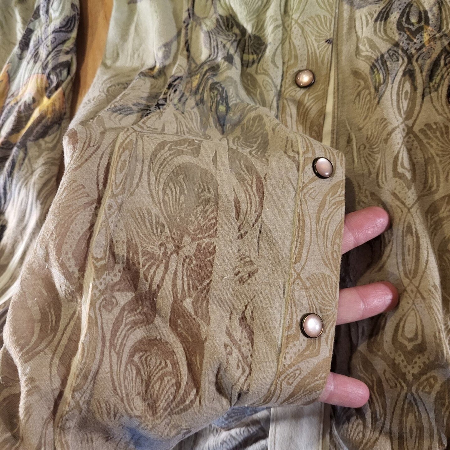 Butterfly Dropout Vintage Burnout Jersey Button Down Collared y2k Roses Birds 