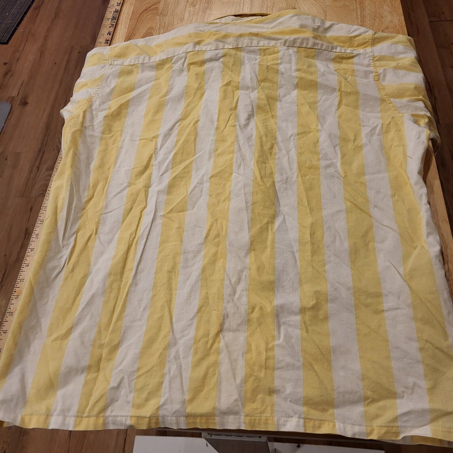 John Weitz Yellow & White Striped Classic Button Down Collared Cotton XL 