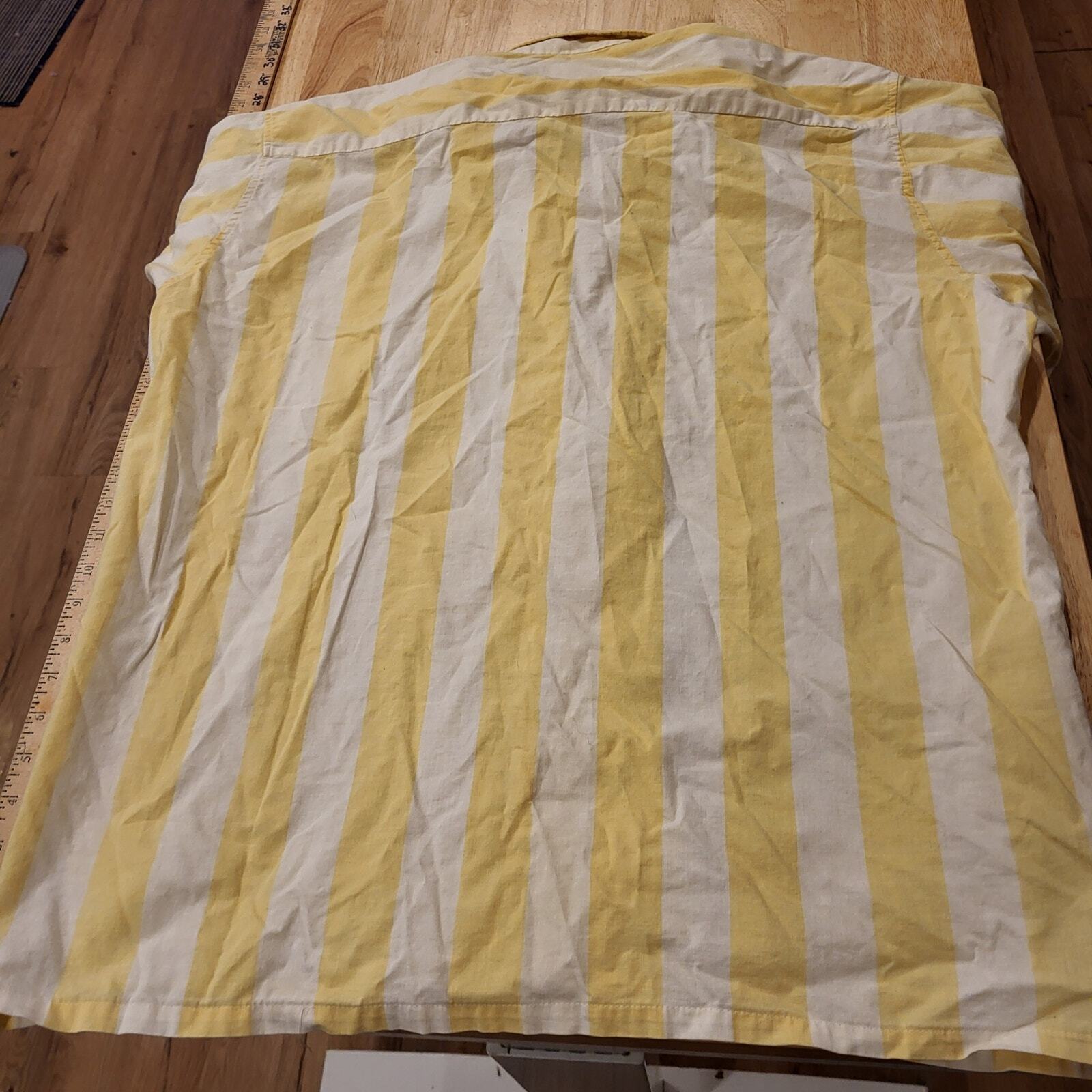 John Weitz Yellow & White Striped Classic Button Down Collared Cotton XL 
