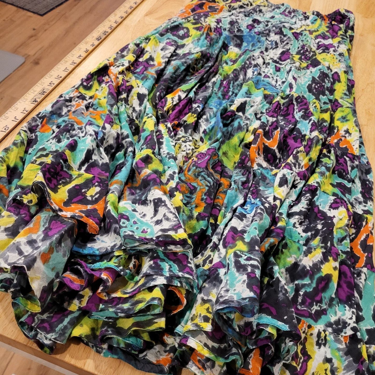 Lot of 2 Hippie Skirts Cotton Peasent Elastic Waist Long Bohemian Medium