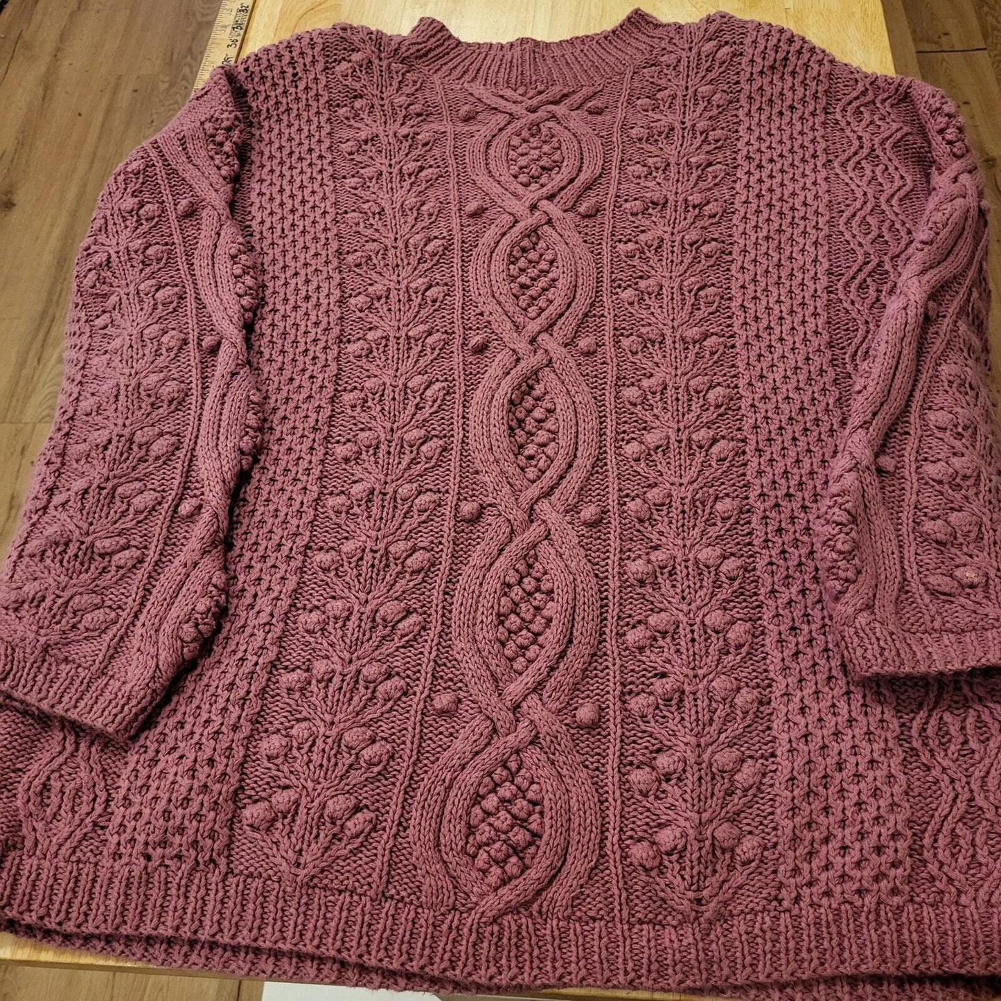 Express Tricot Vintage 90's Chunky Handknit Pink Sweater Ramie Cotton Large