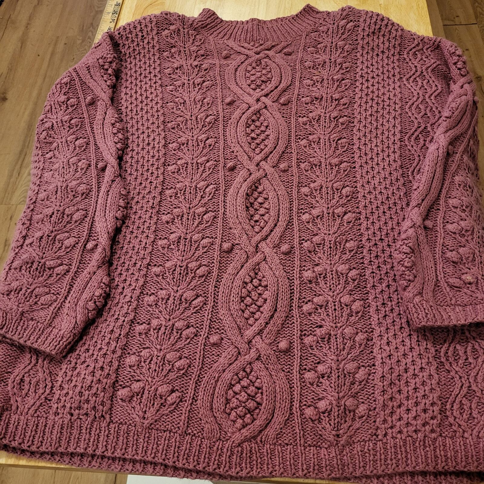 Express Tricot Vintage 90's Chunky Handknit Pink Sweater Ramie Cotton Large