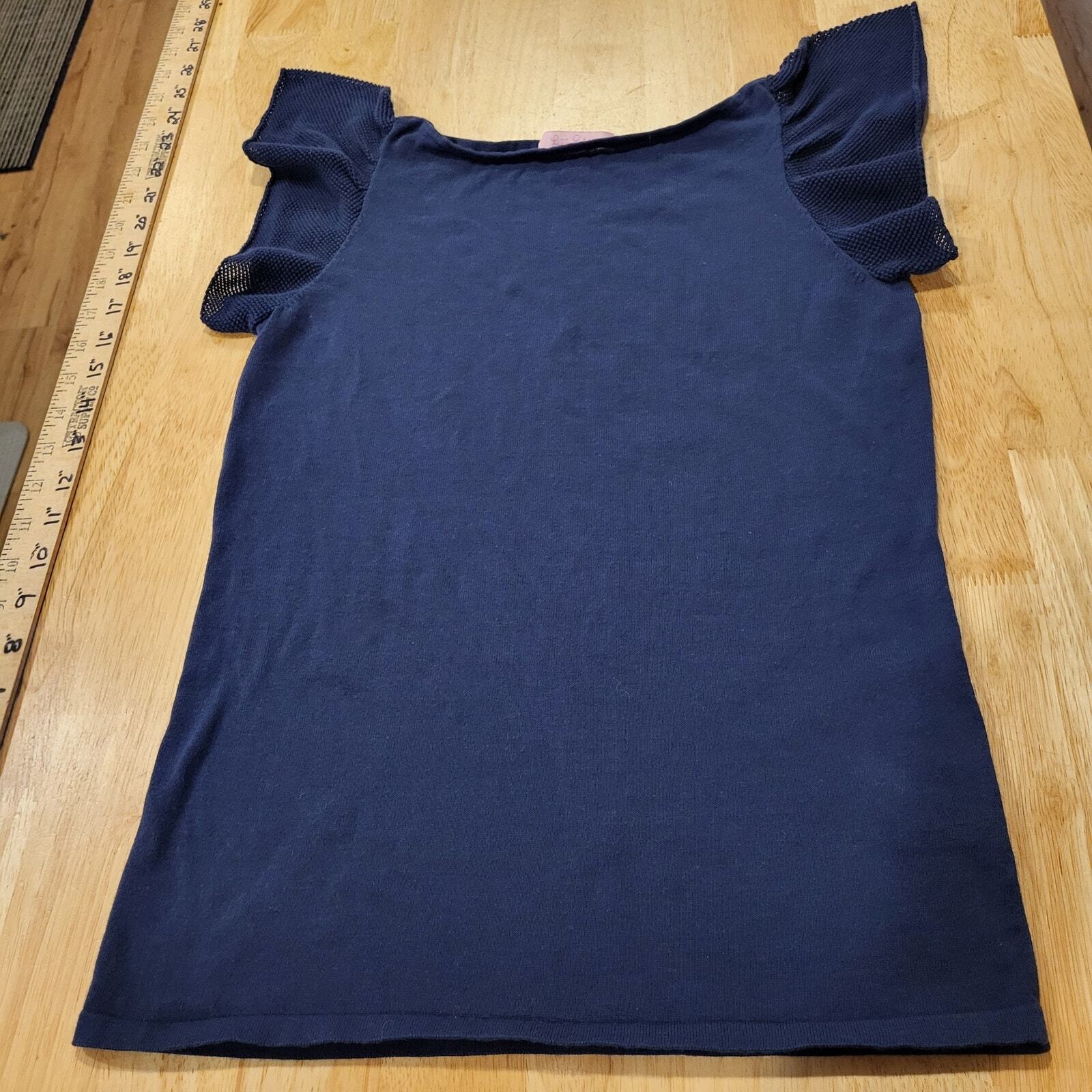 Lilly Pulitzer Jersey Ruffle Sleeve T-shirt 100% Cotton XS (see photo for stain)