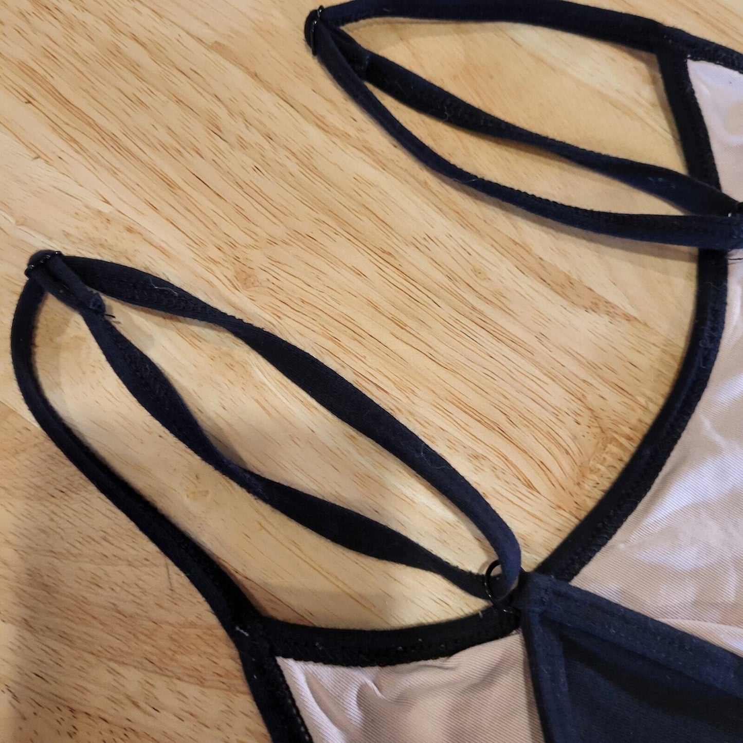 Treelance Black Spaghetti Strap Full Body Black Leotard Organic Cotton Spandex 