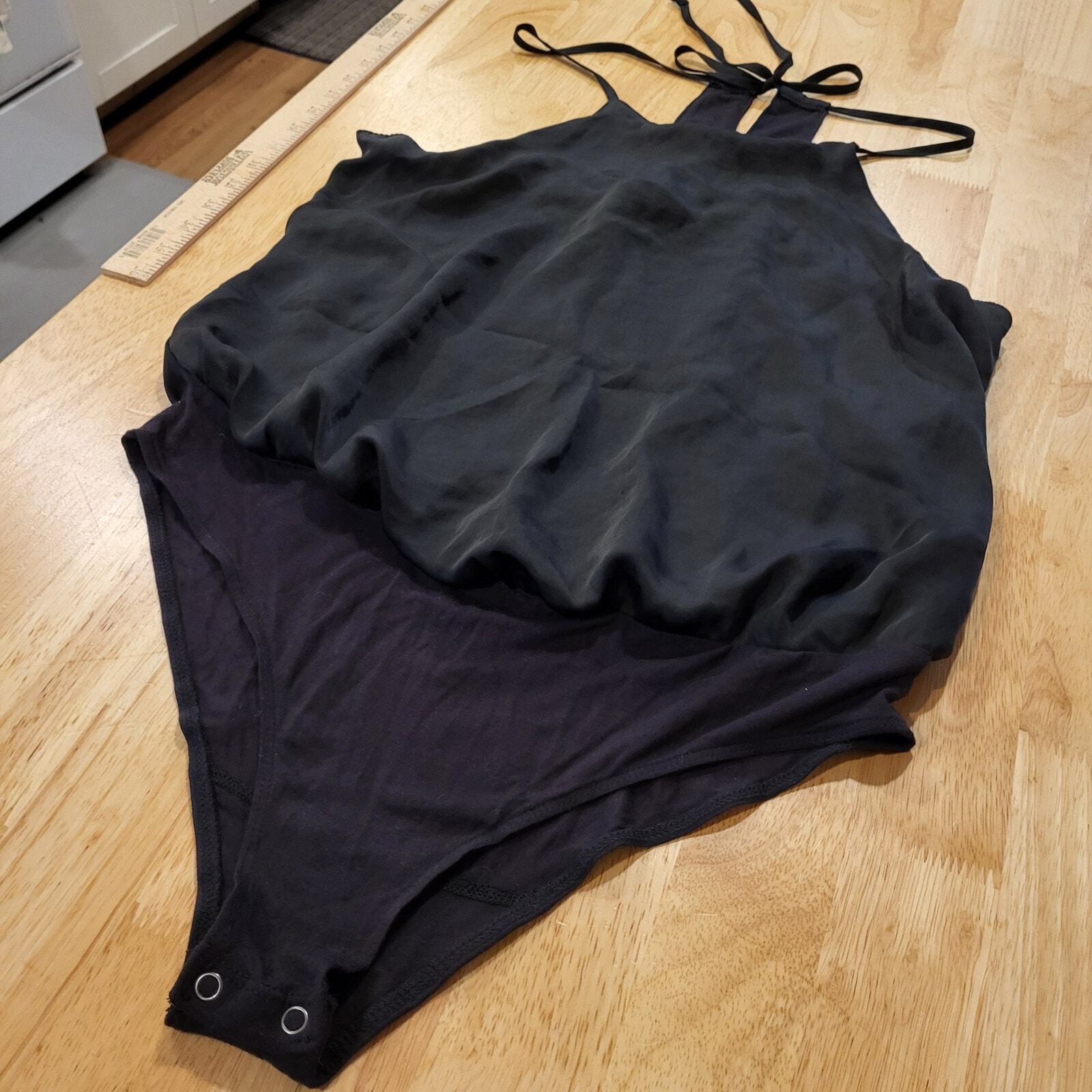 Abercrombie & Fitch Spaghetti Strap Black billowy body suit Medium keyhole 