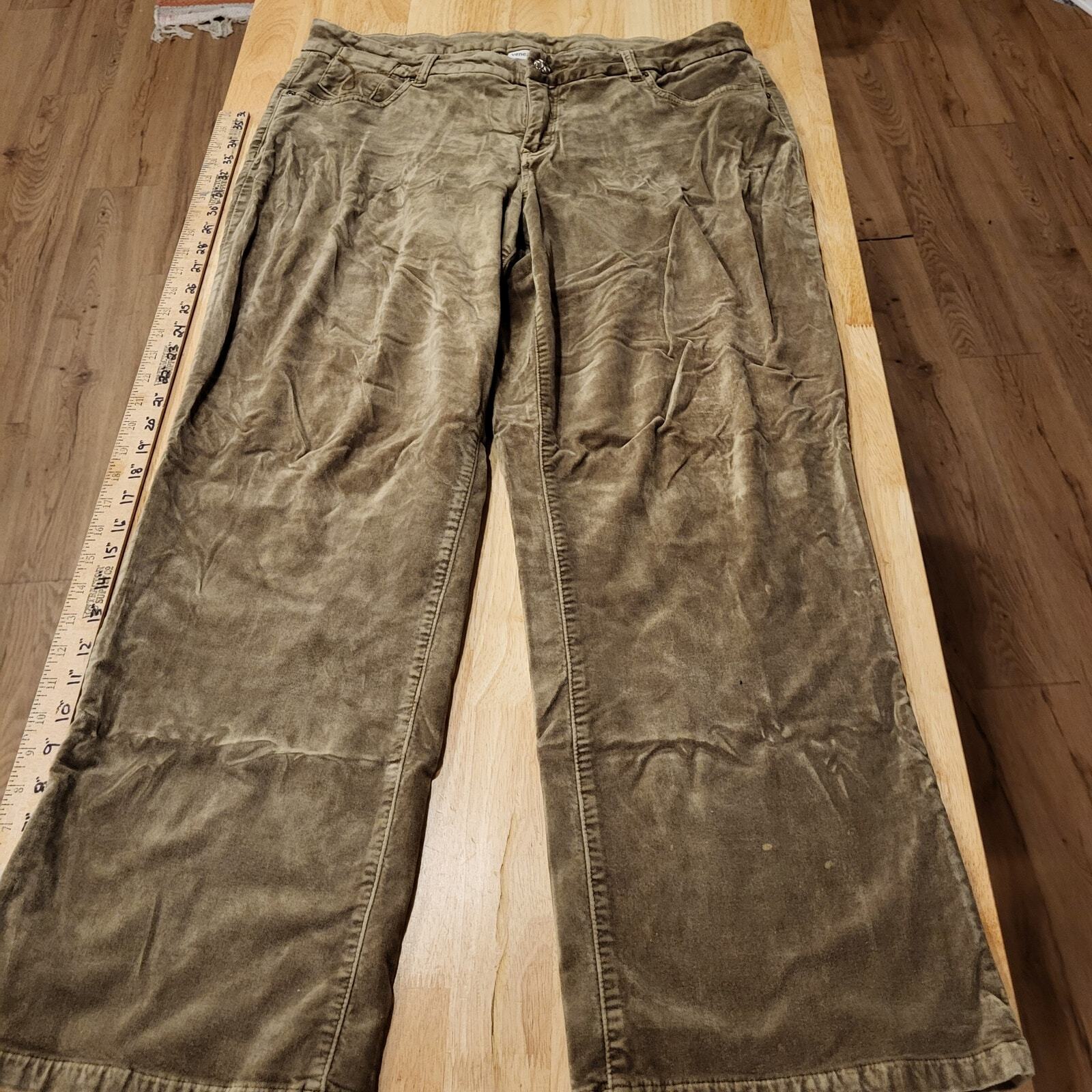 Vanezia Camel Soft Cotton Blend Velvet Straight Leg Pants SZ. 16 29" Inseam