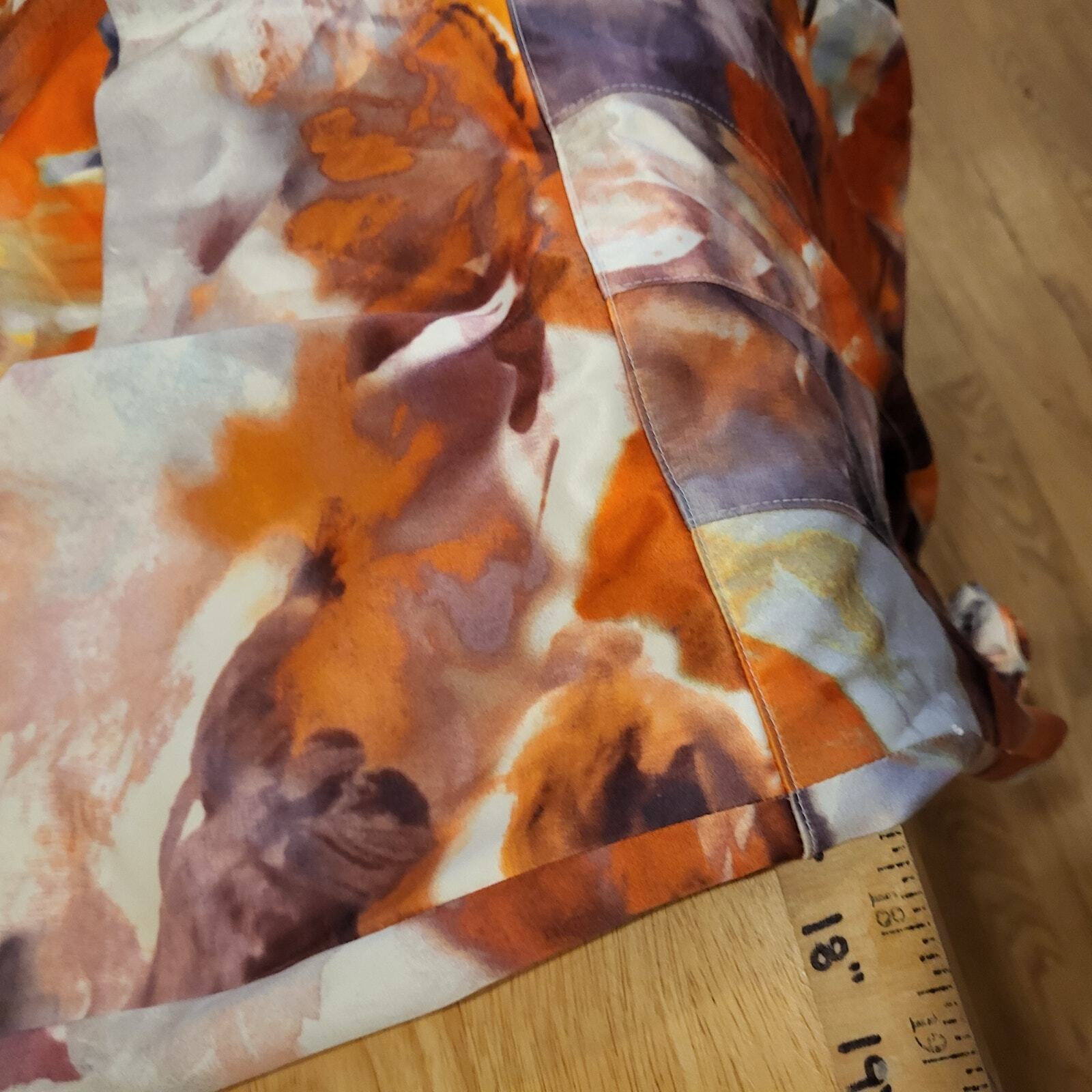 Rickie Freemen For Teri Jon Orange Purple Watercolor Pencil Dress Flounce 10