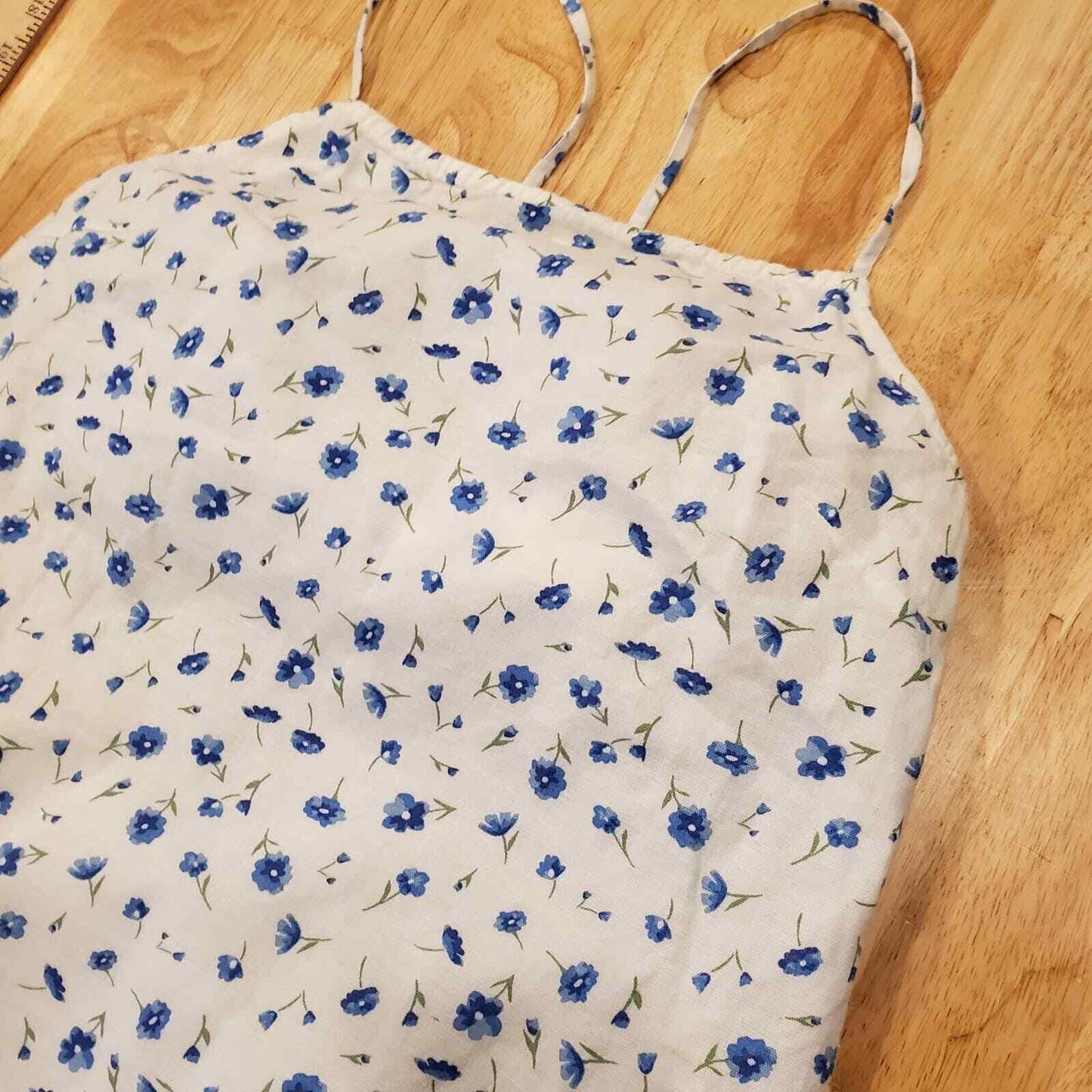Cornflower White American Eagle Tie Back Dress Spaghetti Straps Knee Length 