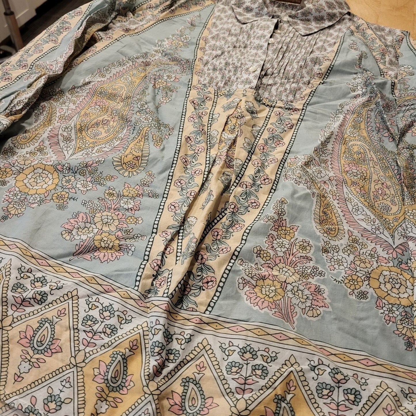 Soft Surroundings Voile Tabitha Tunic Blouse Paisley Petite Medium Collared