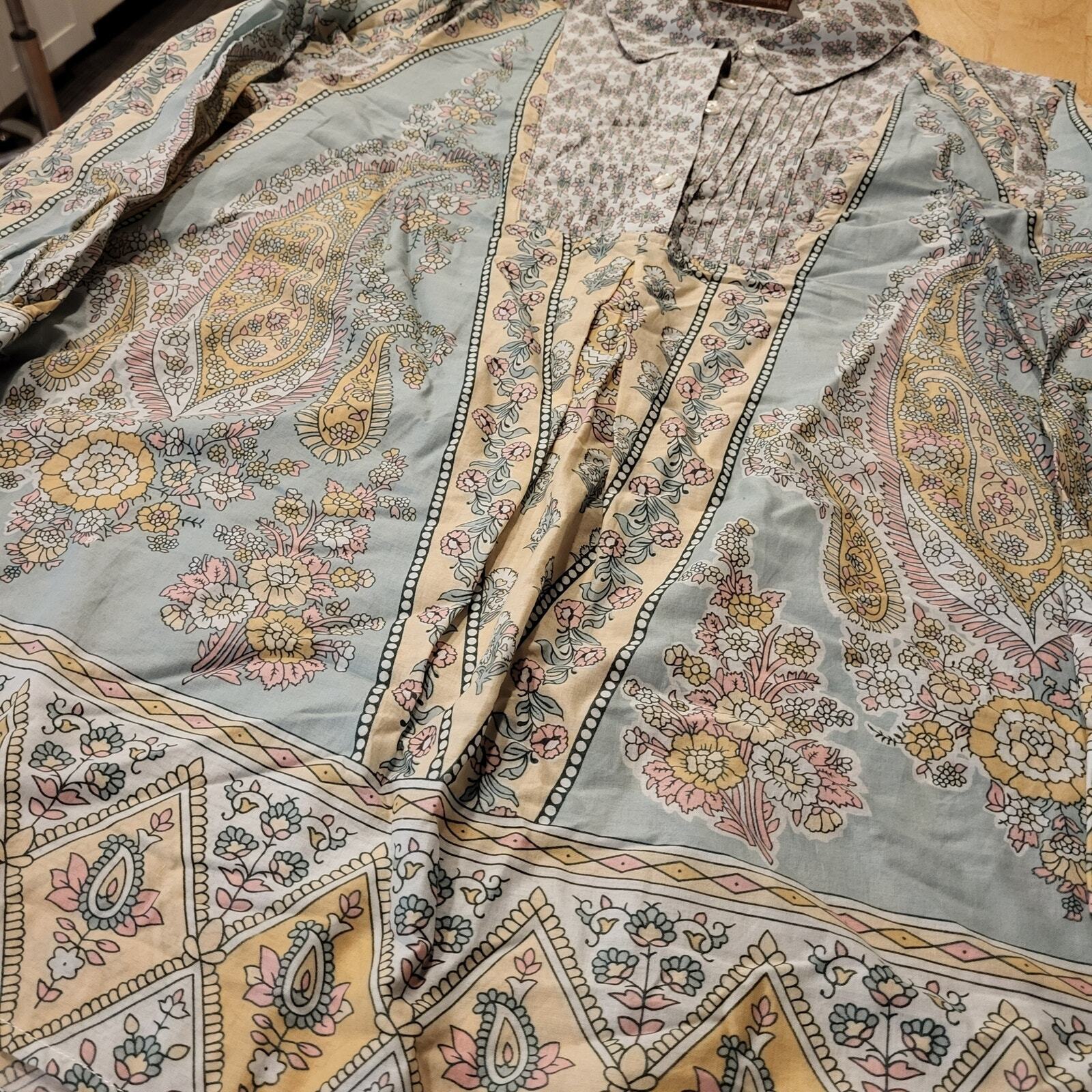 Soft Surroundings Voile Tabitha Tunic Blouse Paisley Petite Medium Collared