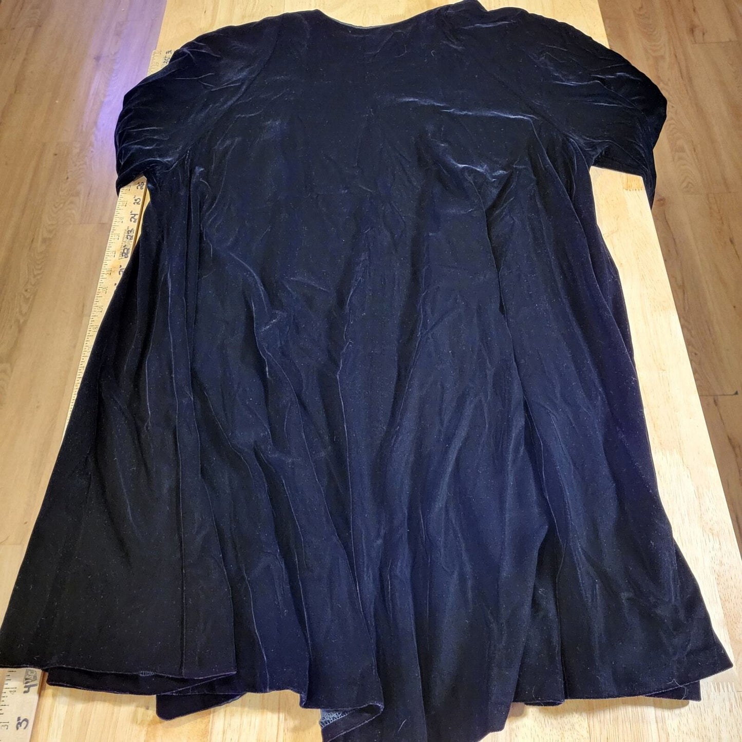 Vintage Velvet Black Niki Flare Opera Coat Lined Medium 22" P2P