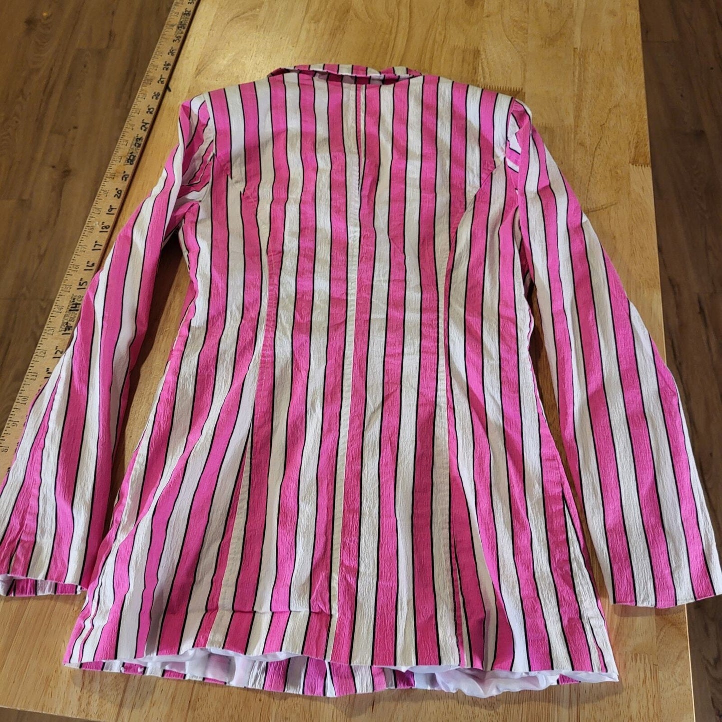 NWT Lauren Conrad Neon Pink Striped Blazer vibrant Colorful Pockets Lined Sm