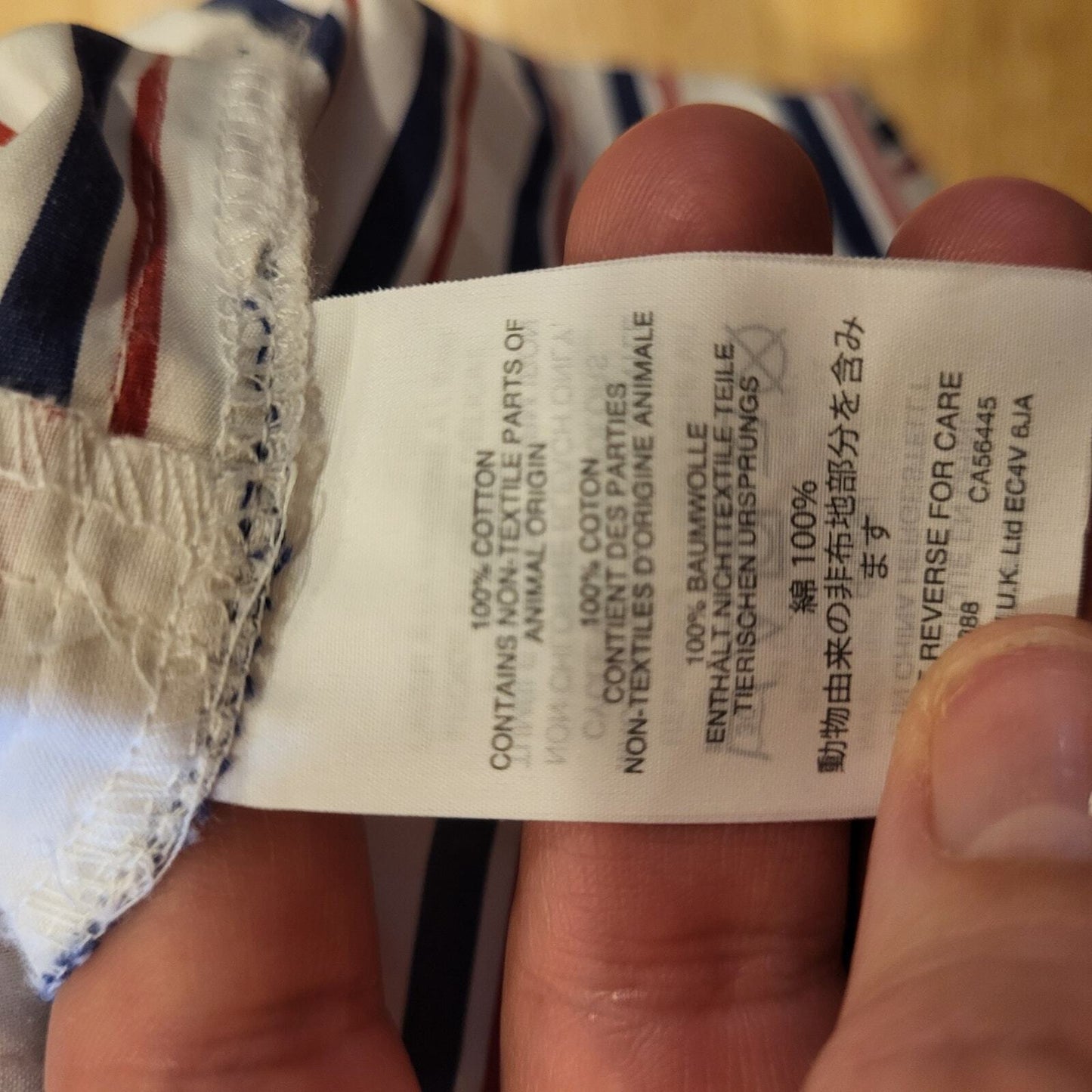 Thomas Mason for J. Crew Red, White, & Blue Striped Shirt Dress 12 100% Cotton