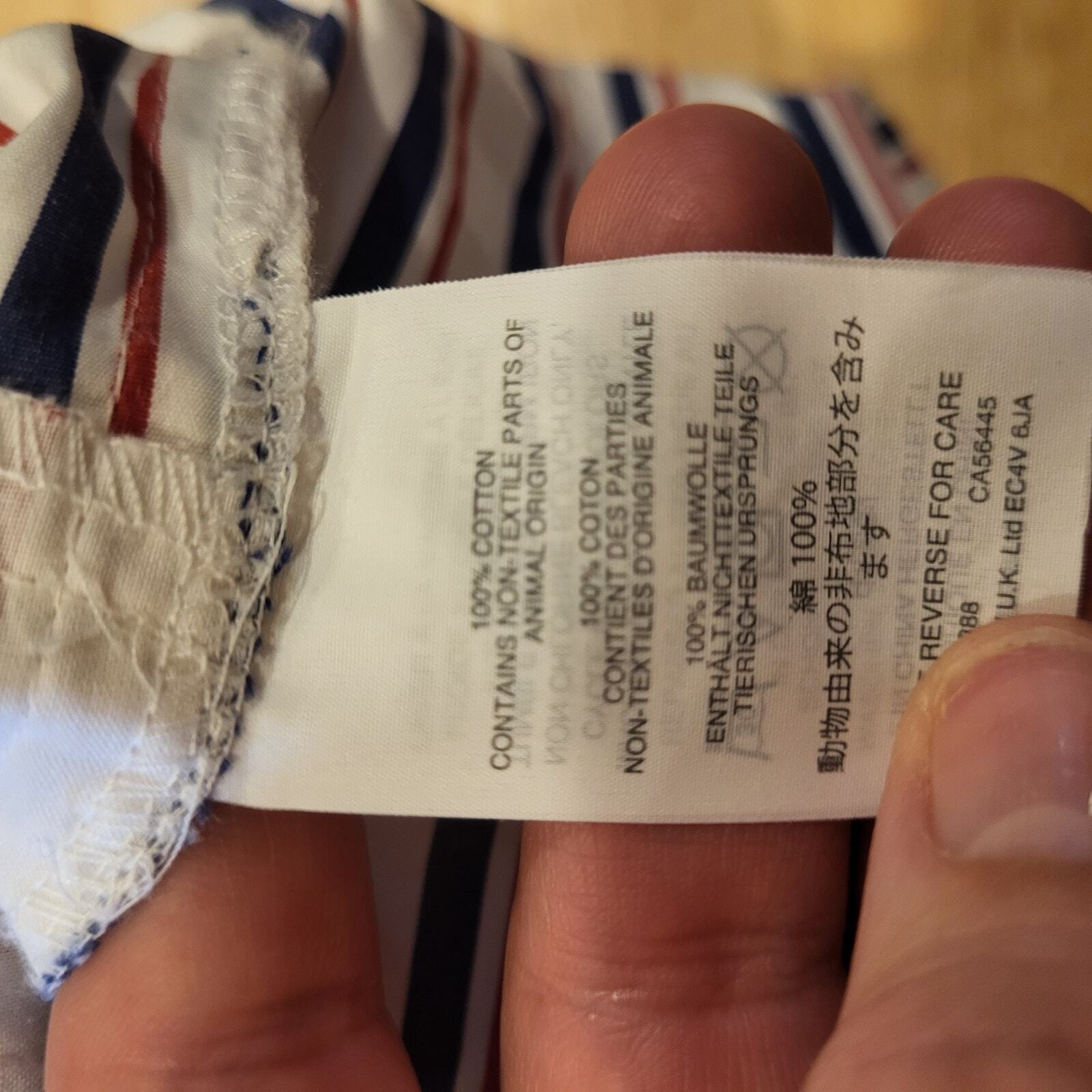 Thomas Mason for J. Crew Red, White, & Blue Striped Shirt Dress 12 100% Cotton