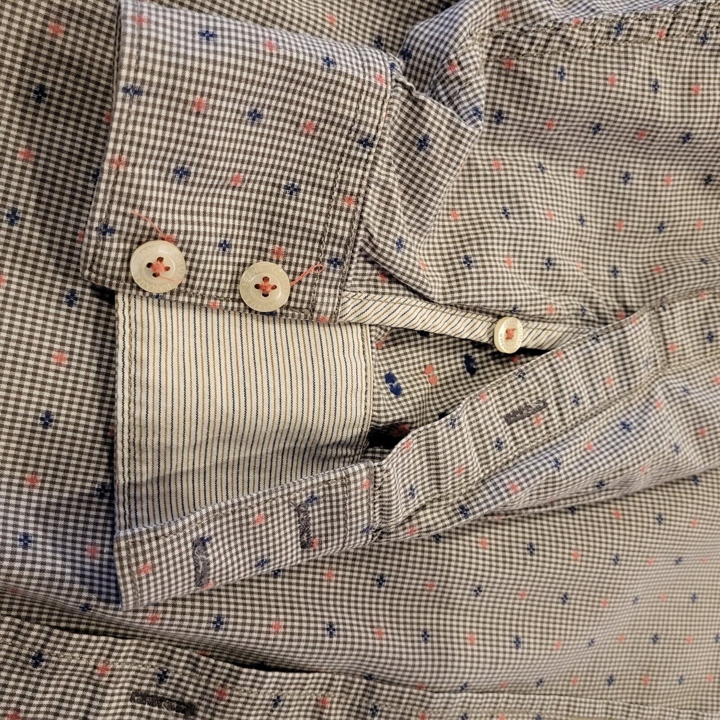Tommy Bahama Jeans Blue Striped Cotton Shirt XL Collar Button Pocket