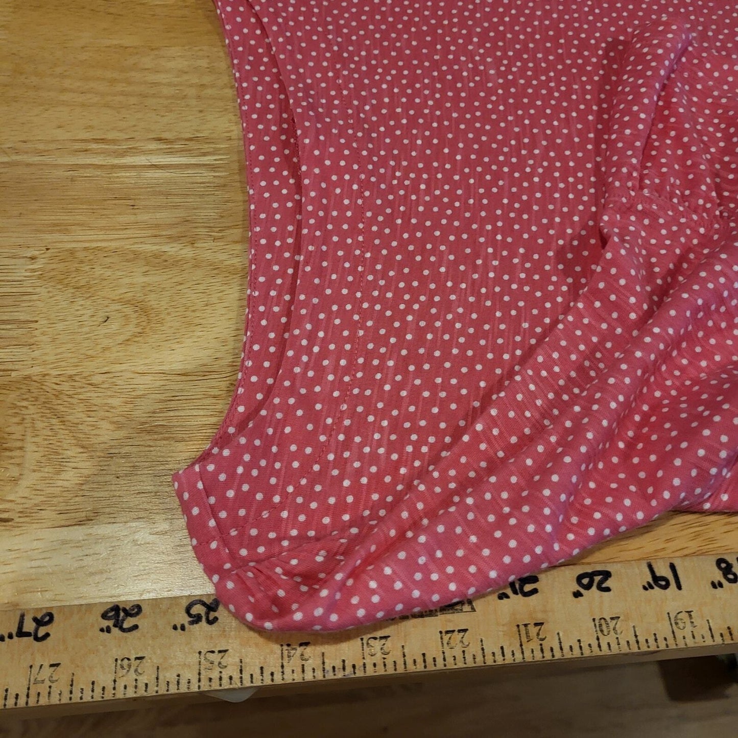 Lilly Pulitzer Pink Polka Dot Jersey Top Ruffle Sleeve 17" Pit 2 Pit