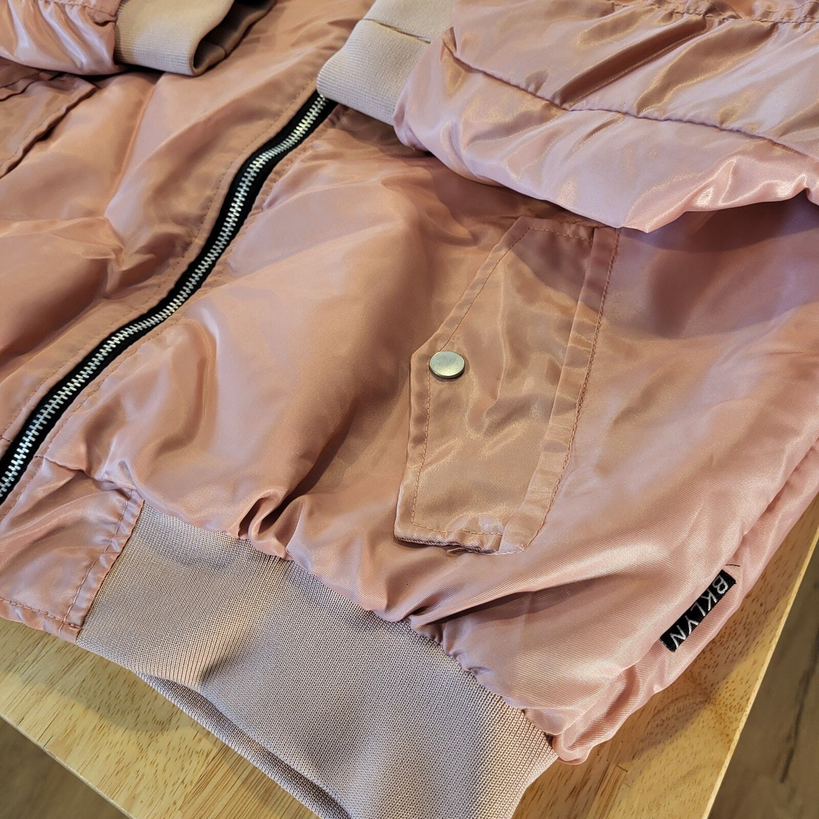 Brooklyn Cloth Pink Bomber Jacket Orange Lining Medium 23" Pit to Pit