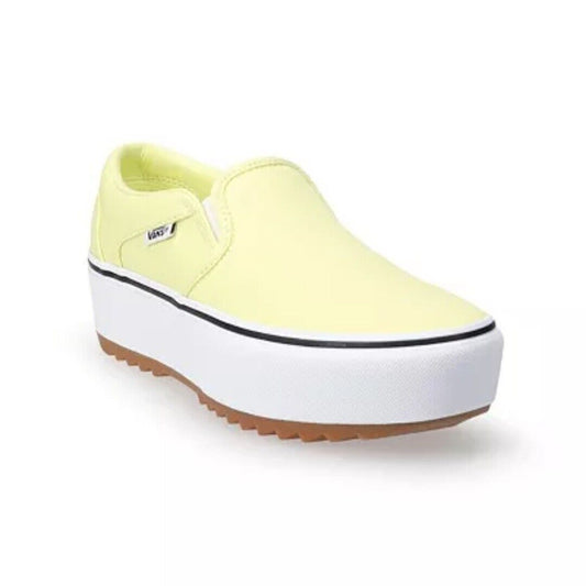 New With Tag Yellow Vans Asher Platform ST Women's Slip-on Canvas Shoes 9.5