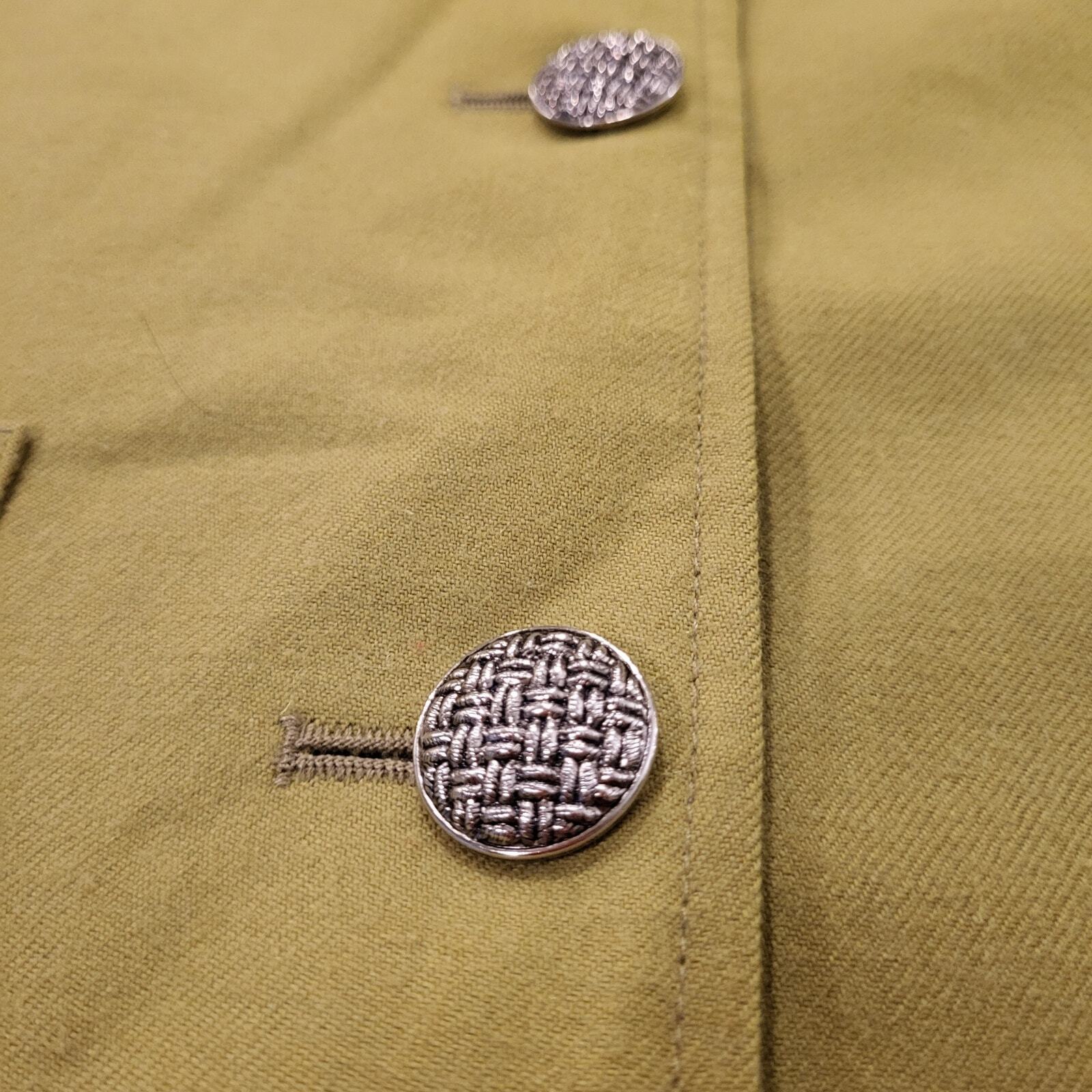 Vintage chartreuse green wool Danielle Martin coat button detail small 20" p2p
