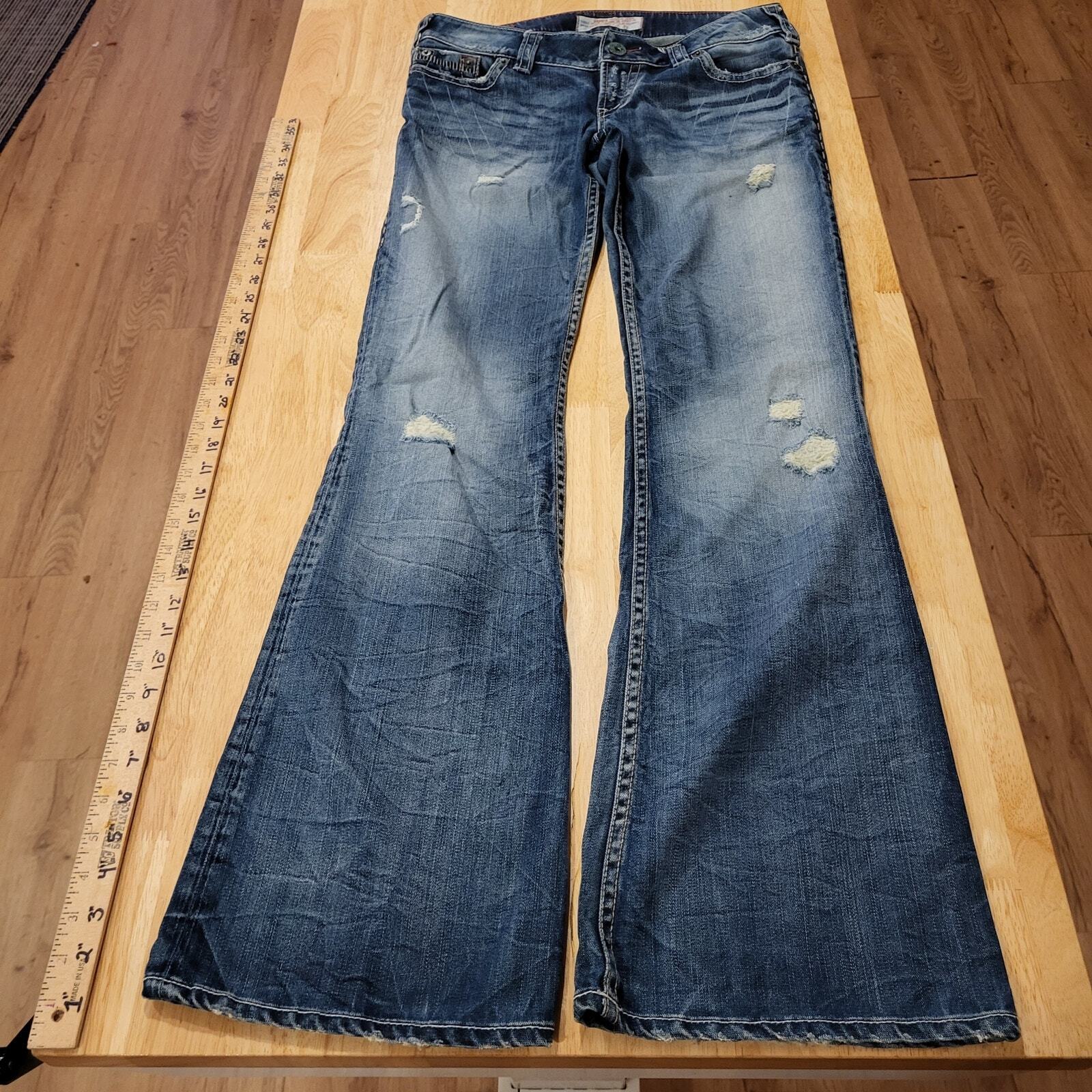 1921 Bootleg Flare Jeans Y2K 33" Inseam 12" Rise Stitch Pocket Detail