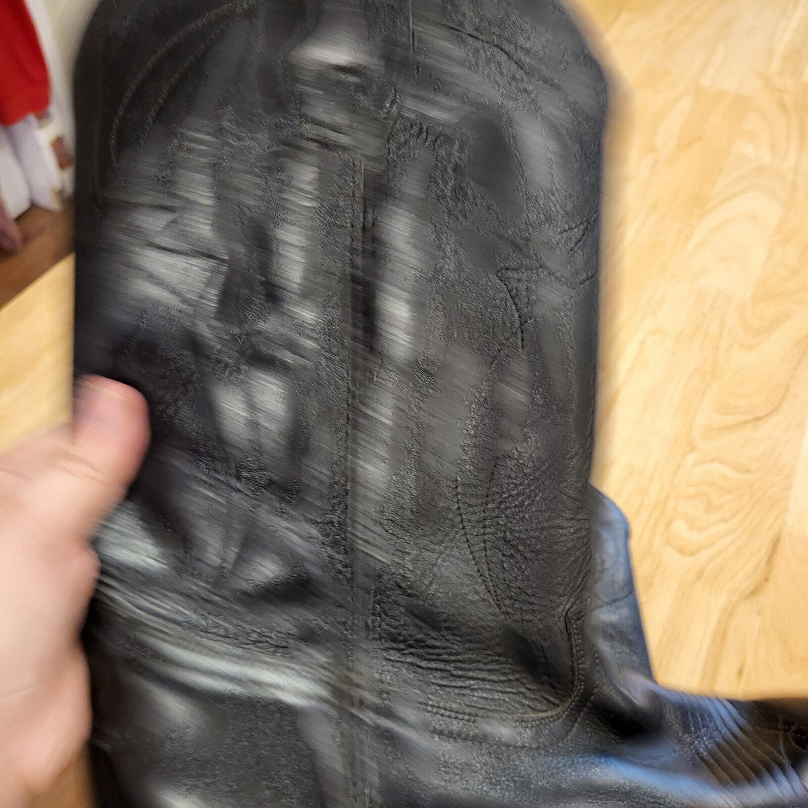 Black leather 12D Cowboy Boots 1" Heel 14" Height Johnny Cash Pointed western