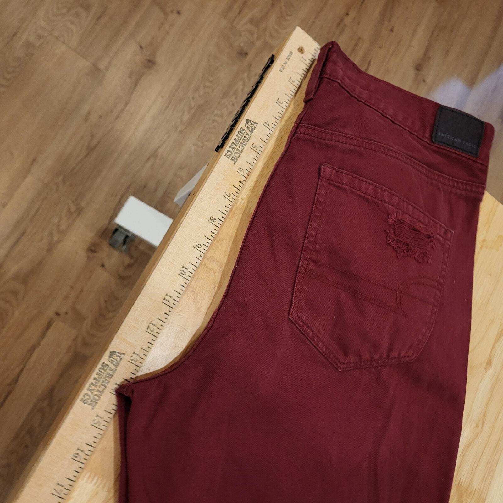 Maroon American Eagle Outfitters Mom Jeans Size 12 Short Distressed Knee Detail