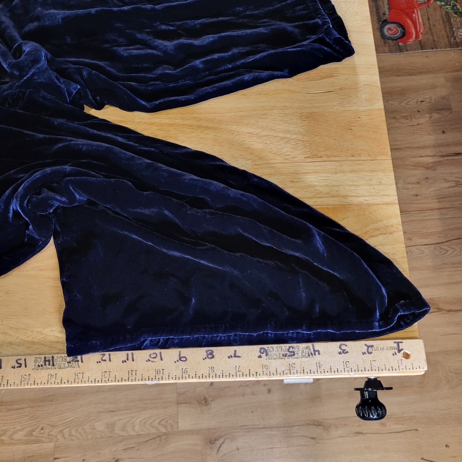 Lacausa Blue Velvet Sleeveless Wide Leg Jumpsuit XS 19" Rise Cropped
