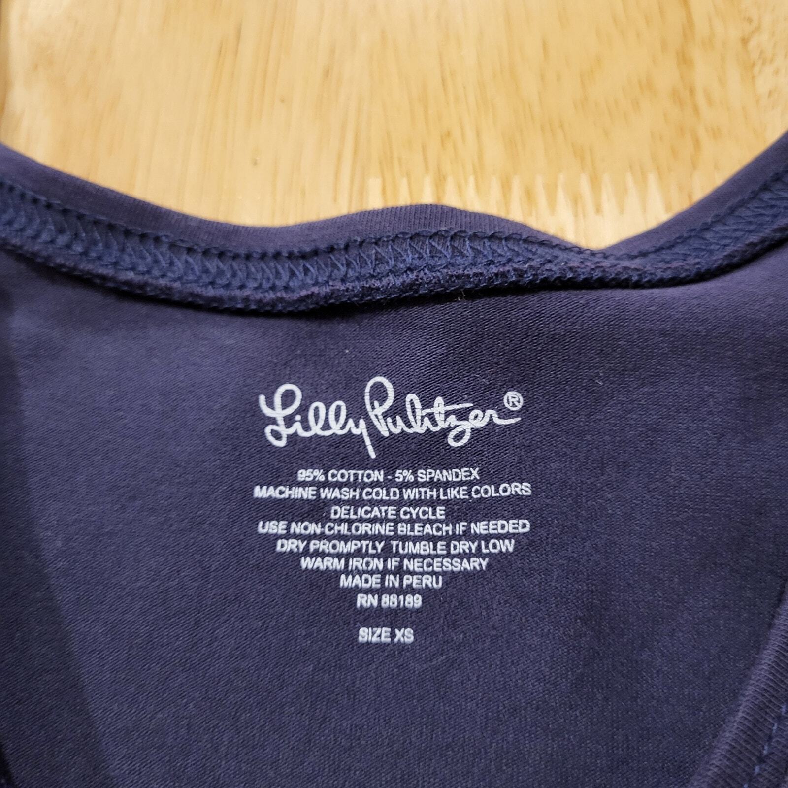 Lilly Pulitzer XS Cotton Blend Tank Navy Jersey Knit 